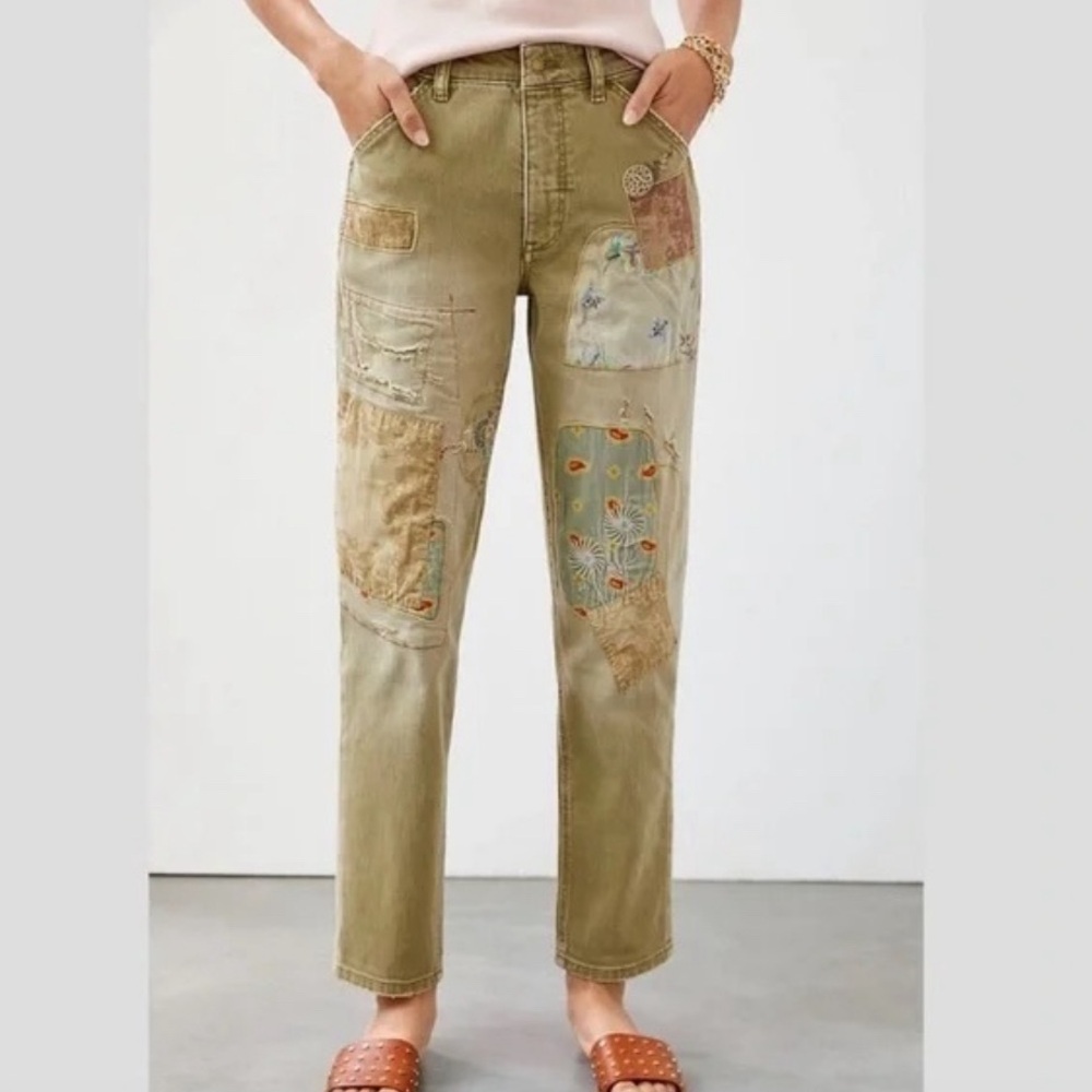 Pilcro The Wanderer Barrel Style Patchwork Jeans Size 27 P